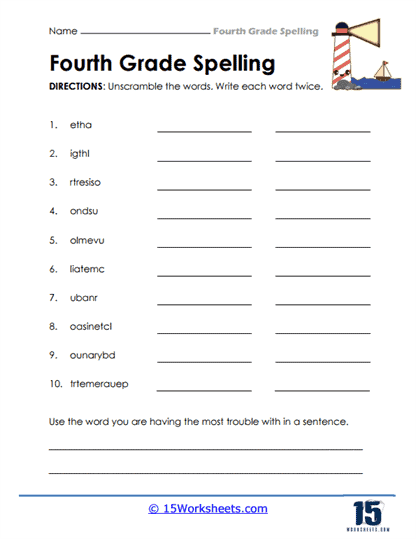 4th Grade Spelling Words Worksheets - 15 Worksheets.com
