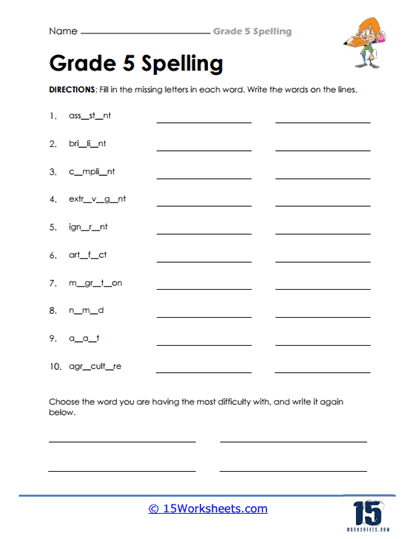 Language Arts Worksheets For 5th Grade
