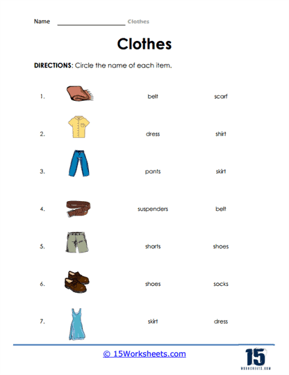 Clothing Worksheets - 15 Worksheets.com