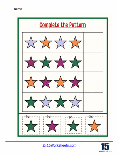 Complete the Pattern Worksheets - 15 Worksheets.com