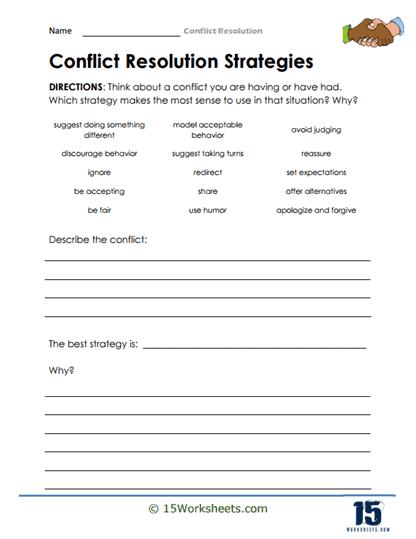 Conflict Resolution Worksheets - 15 Worksheets.com