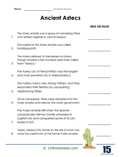 Ancient Aztecs Worksheets - 15 Worksheets.com