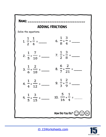 Adding Fractions Worksheets - 15 Worksheets.com