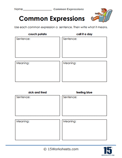 Common Expressions Worksheets - 15 Worksheets.com
