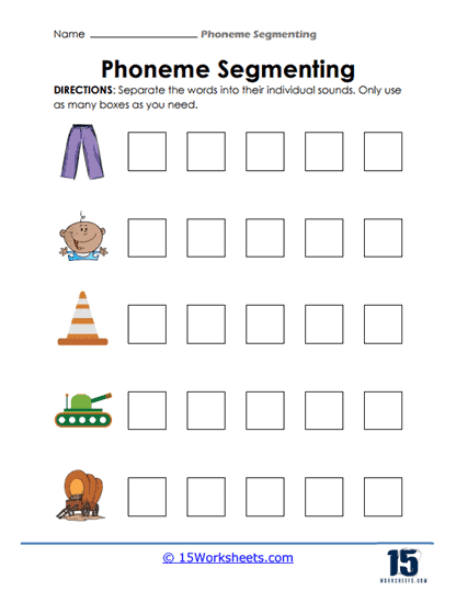 Phoneme Segmenting Worksheets - 15 Worksheets.com