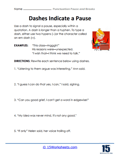 Pauses Worksheets - 15 Worksheets.com