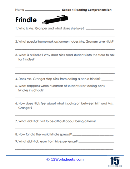 Grade 4 Reading Comprehension Worksheets