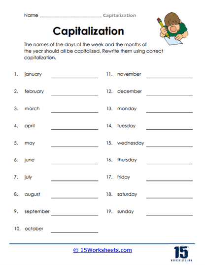 Capitalization Worksheets - 15 Worksheets.com