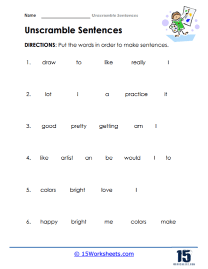 Unscramble Sentences Worksheets - 15 Worksheets.com