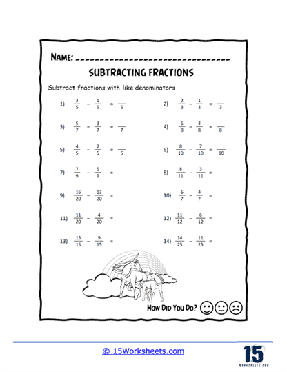 Subtracting Fractions Worksheets - 15 Worksheets.com