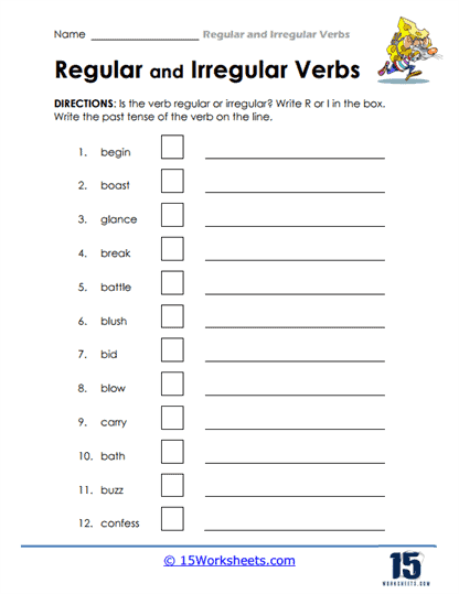 Regular and Irregular Verbs Worksheets - 15 Worksheets.com