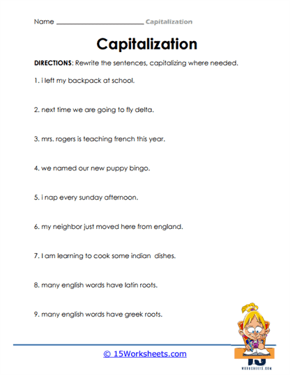 Capitalization Worksheets - 15 Worksheets.com