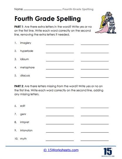 4th Grade Spelling Words Worksheets - 15 Worksheets.com