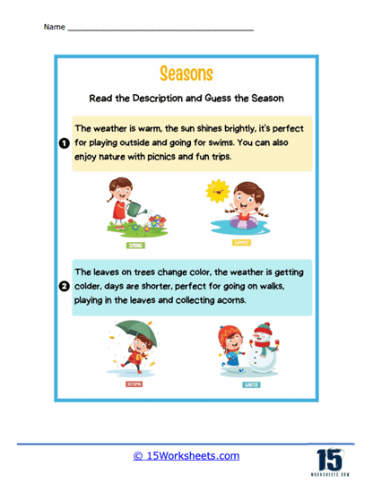 Seasons Worksheets - 15 Worksheets.com