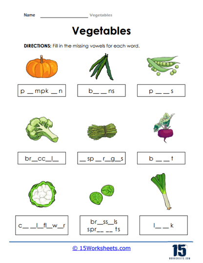 Vegetables Worksheets - 15 Worksheets.com