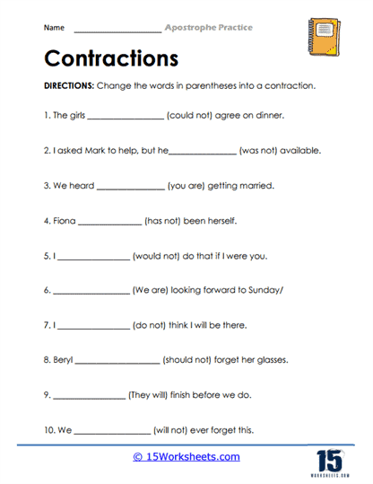 Apostrophe Worksheets - 15 Worksheets.com