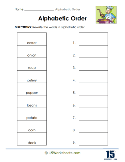Alphabetic Order Worksheets - 15 Worksheets.com