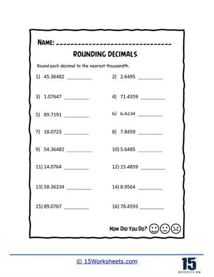 Rounding Decimals Worksheets - 15 Worksheets.com
