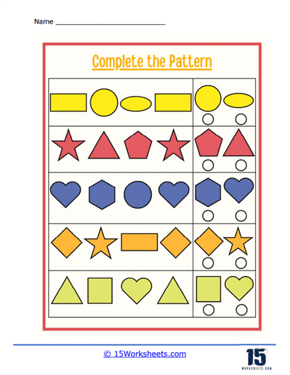 Complete the Pattern Worksheets - 15 Worksheets.com