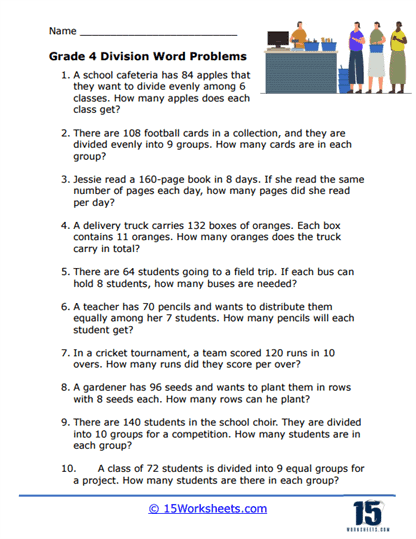 Division Word Problems Worksheets - 15 Worksheets.com