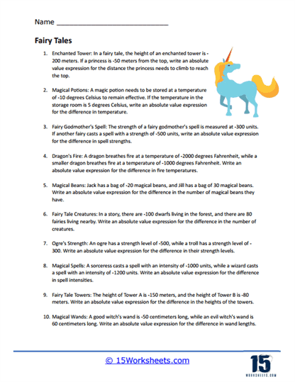 Absolute Value Word Problems Worksheets - 15 Worksheets.com