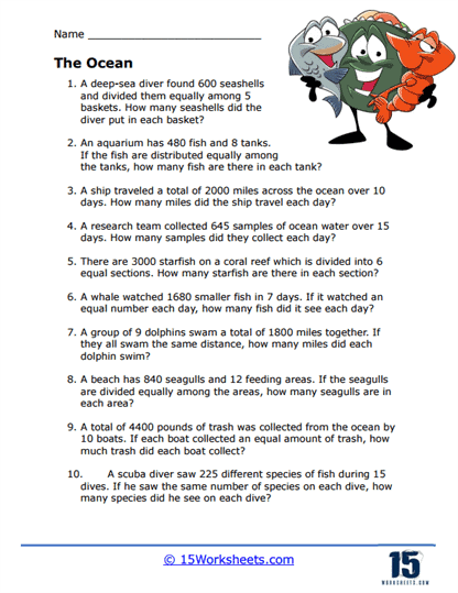 Division Word Problems Worksheets - 15 Worksheets.com