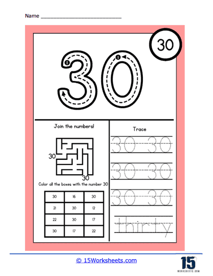 Number 30 Worksheets - 15 Worksheets.com