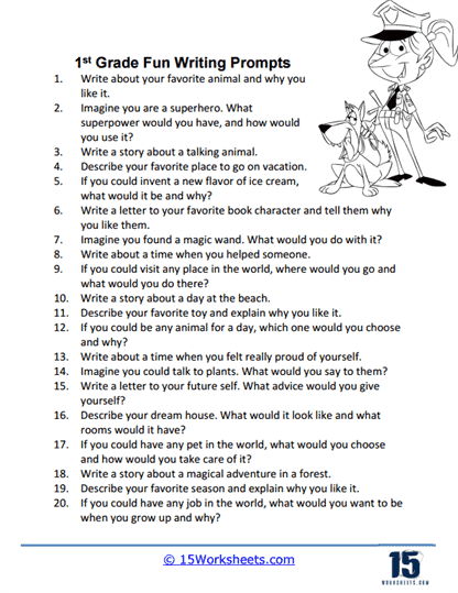 1st Grade Writing Prompt Worksheets