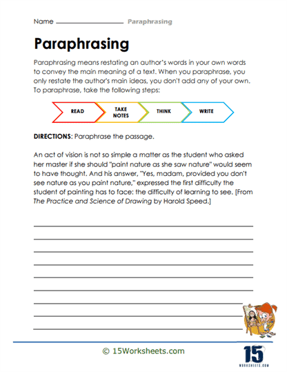 Paraphrasing Worksheets - 15 Worksheets.com