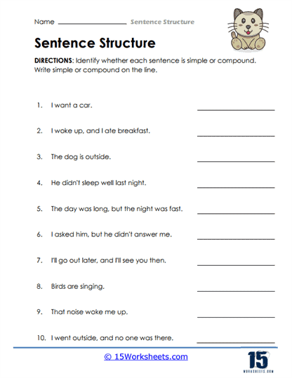 Sentence Structure Worksheets | Clauses & Grammar - 15 Worksheets.com