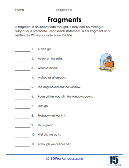 Fragments Worksheets - 15 Worksheets.com