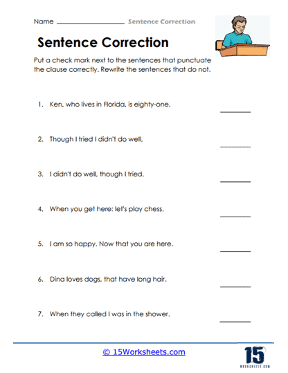 Sentence Correction Worksheets - 15 Worksheets.com