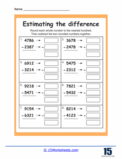 Estimating Differences Worksheets | Math Reasoning - 15 Worksheets.com