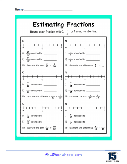 Estimating Fractions Worksheets - 15 Worksheets.com