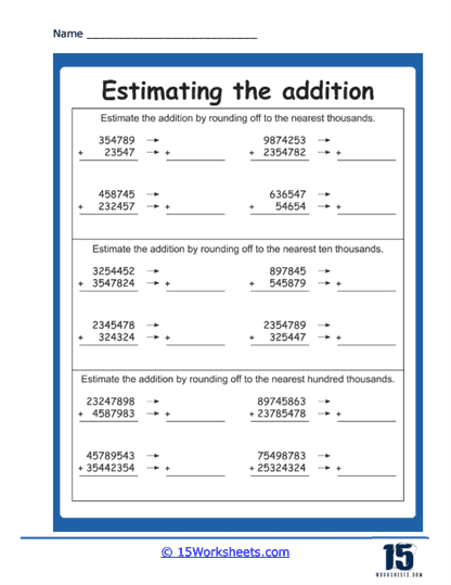 Estimating Sums Worksheets - 15 Worksheets.com