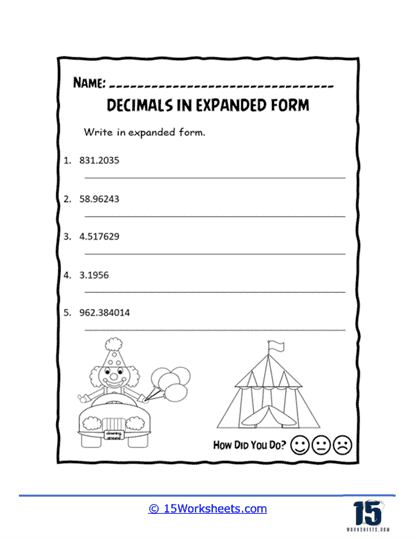 Decimals to Expanded Form Worksheets - 15 Worksheets.com