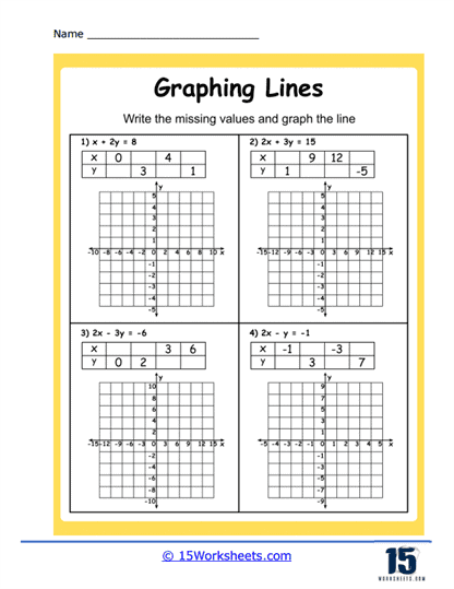 Graphing Lines Worksheets - 15 Worksheets.com