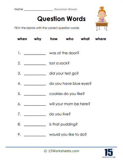 Question Words Worksheets - 15 Worksheets.com