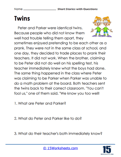 Short Stories with Questions Worksheets - 15 Worksheets.com