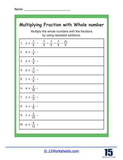 Multiplying Fractions with Whole Numbers Worksheets - 15 Worksheets.com