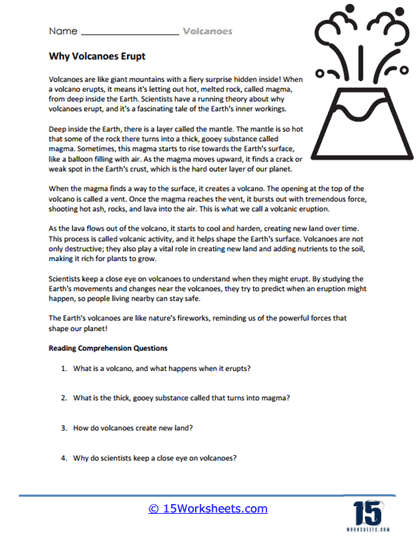 Volcanoes Worksheets - 15 Worksheets.com