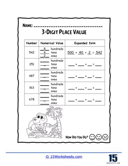 3-Digit Place Value Worksheets - 15 Worksheets.com