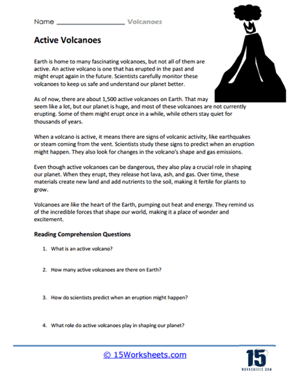 Volcanoes Worksheets - 15 Worksheets.com