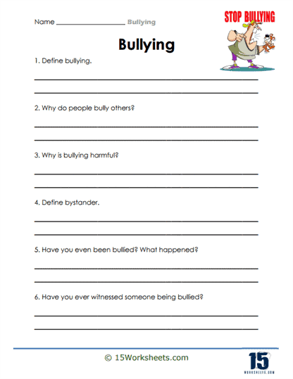 Bullying Worksheets - 15 Worksheets.com