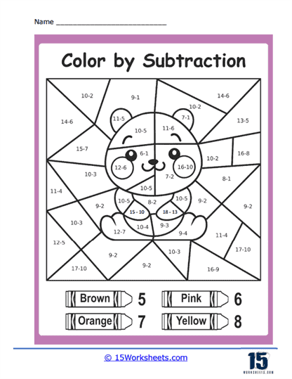Color By Subtraction Worksheets - 15 Worksheets.com