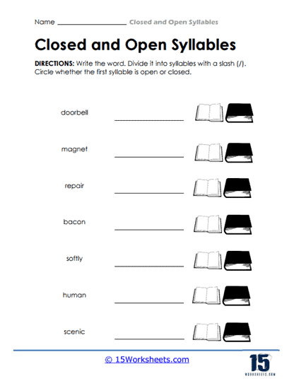 Closed and Open Syllables Worksheets - 15 Worksheets.com