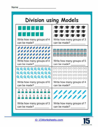 Division Using Models Worksheets - 15 Worksheets.com