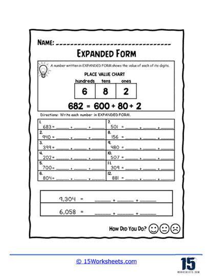 Expanded Form Worksheets - 15 Worksheets.com