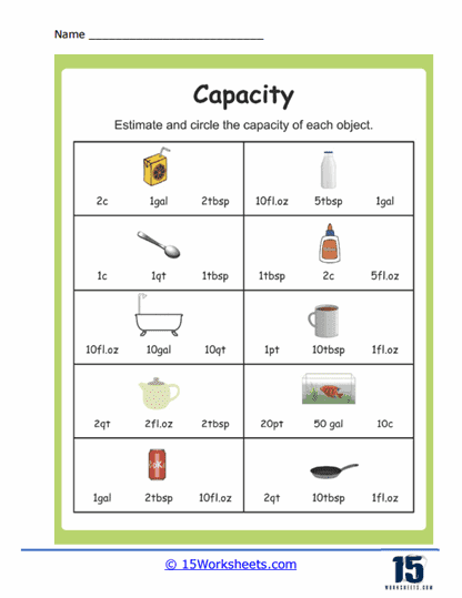 Capacity Worksheets - 15 Worksheets.com