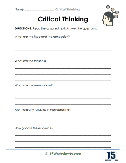Critical Thinking Worksheets - 15 Worksheets.com